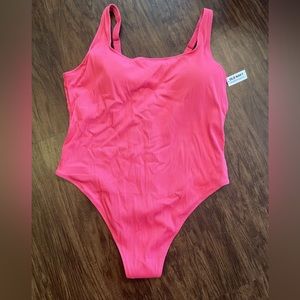 Pink one-piece swimsuit